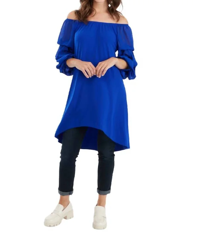 Women's Luxury Apparel Tunic Top In Royal