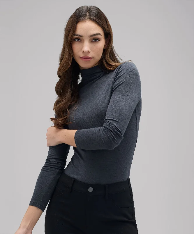 Women's Clothing Women's Merino Mock Neck Top