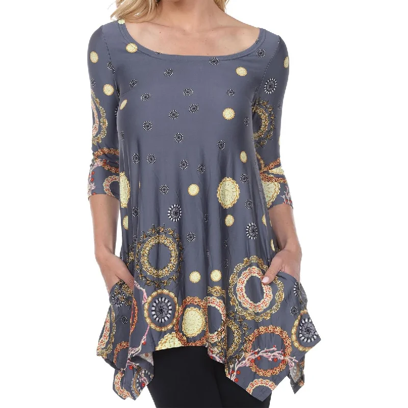 Women's Outfit Womens Solid Polyester Tunic Top