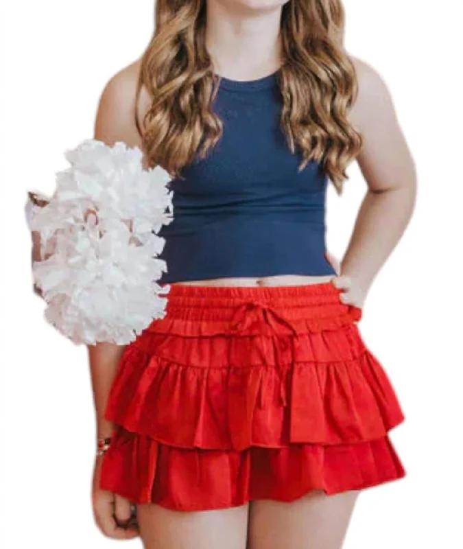 Trendy Outfits For Girls Smocked Waist Ruffle Skort In Red