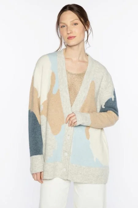 Boho Chic Fashion Kinross Cashmere Lofty Intarsia Cardigan