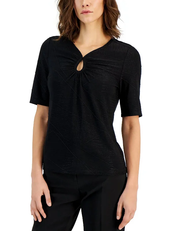 Women's Formal Wear Womens Keyhole Short Sleeve Pullover Top