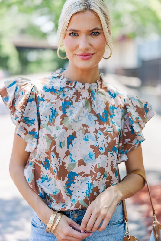 Women's Evening Outfit All Heart Brown Floral Blouse