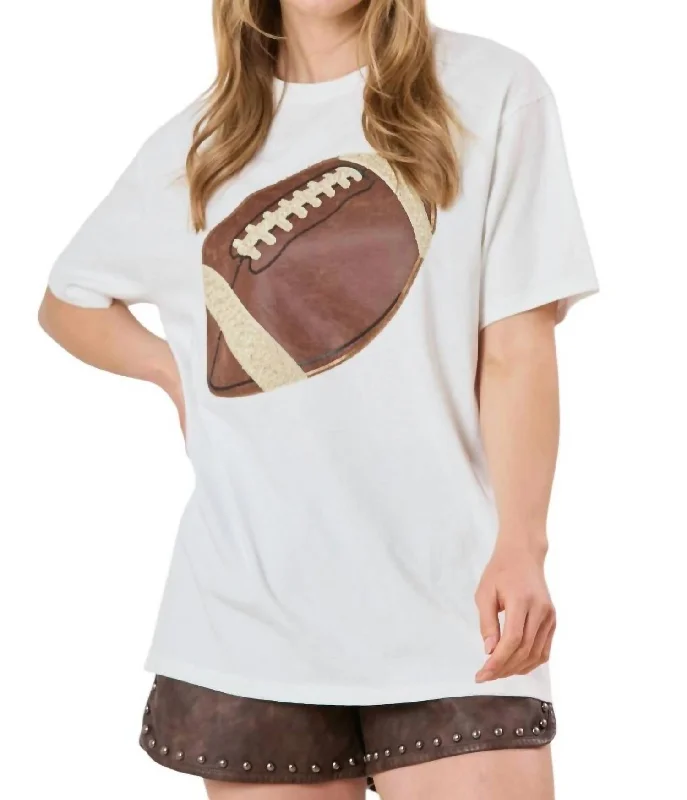 Women's Work Outfit Football Short Sleeve Top In White