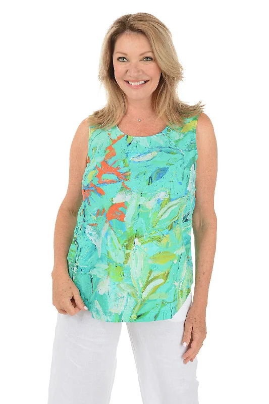 Women's Formal Event Attire Paint Strokes Linen-Blend Tank