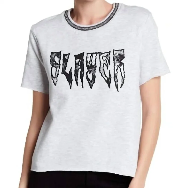 Women's Street Style Casual Wear Slayer Short Sleeve Tee In Gray