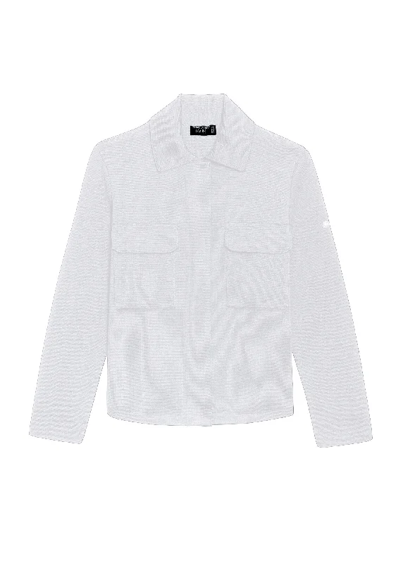 Trendy Boutique Online CROZON - Workwear-style Ponte Knit Jacket for Women| 100% Wool (WHITE)