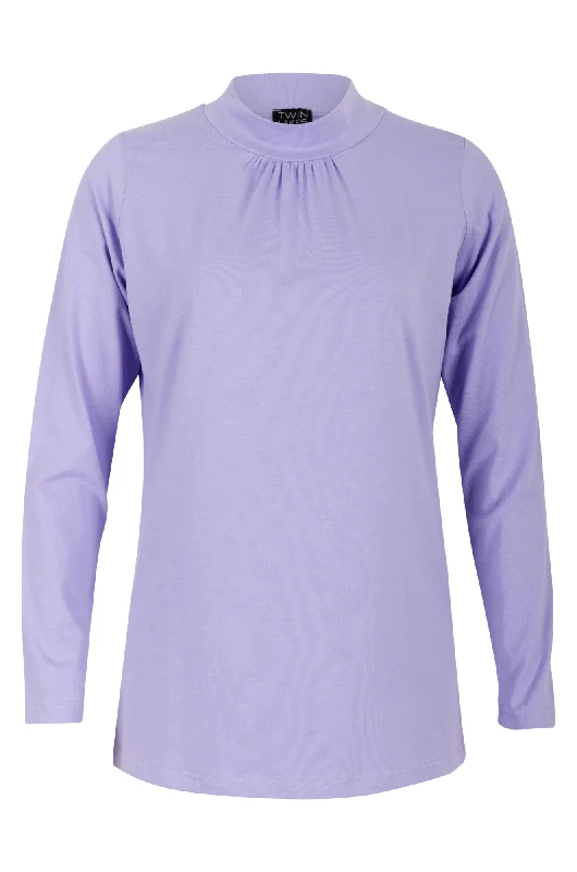 Sporty Streetwear Season basic Turtle neck Top | LILAC | 6555BR