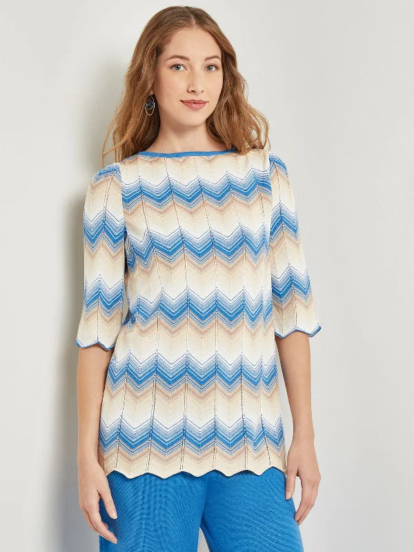 Comfortable Garments For Women Chevron Hem Tunic