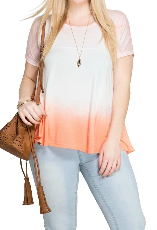 Women's Outdoor Attire Ombre Short Sleeve Tunic Top In Orange