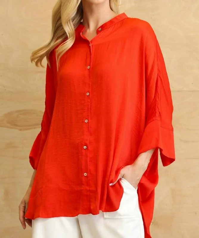 Women's Cozy Outfit For Lounging Never Let Go Tunic In Tomato Red