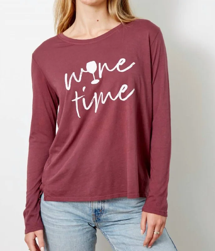 Sale On Clothing Long Sleeve Tee In Wine Time