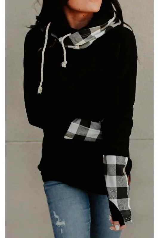 Women's Evening Attire Doublehood Sweatshirt In Checks Out