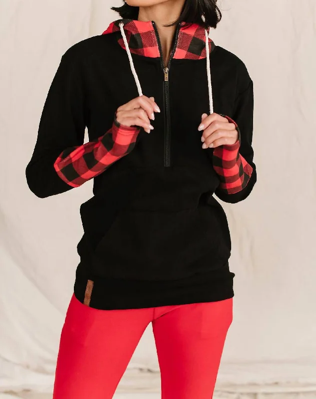 Women's Clothing Outfit Set Halfzip Sweatshirt In Checks Out Red