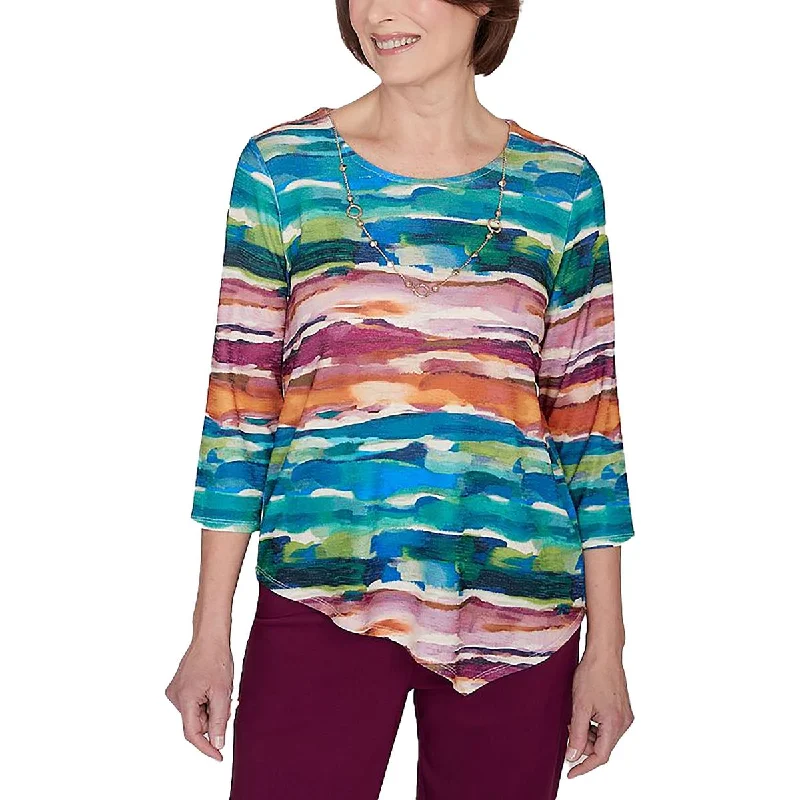 Women's Activewear Outfit Womens Printed Polyester Tunic Top