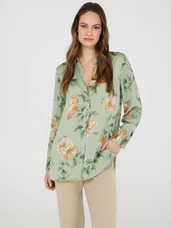 Plus-Size Women's Garments Textured Floral Tunic Blouse