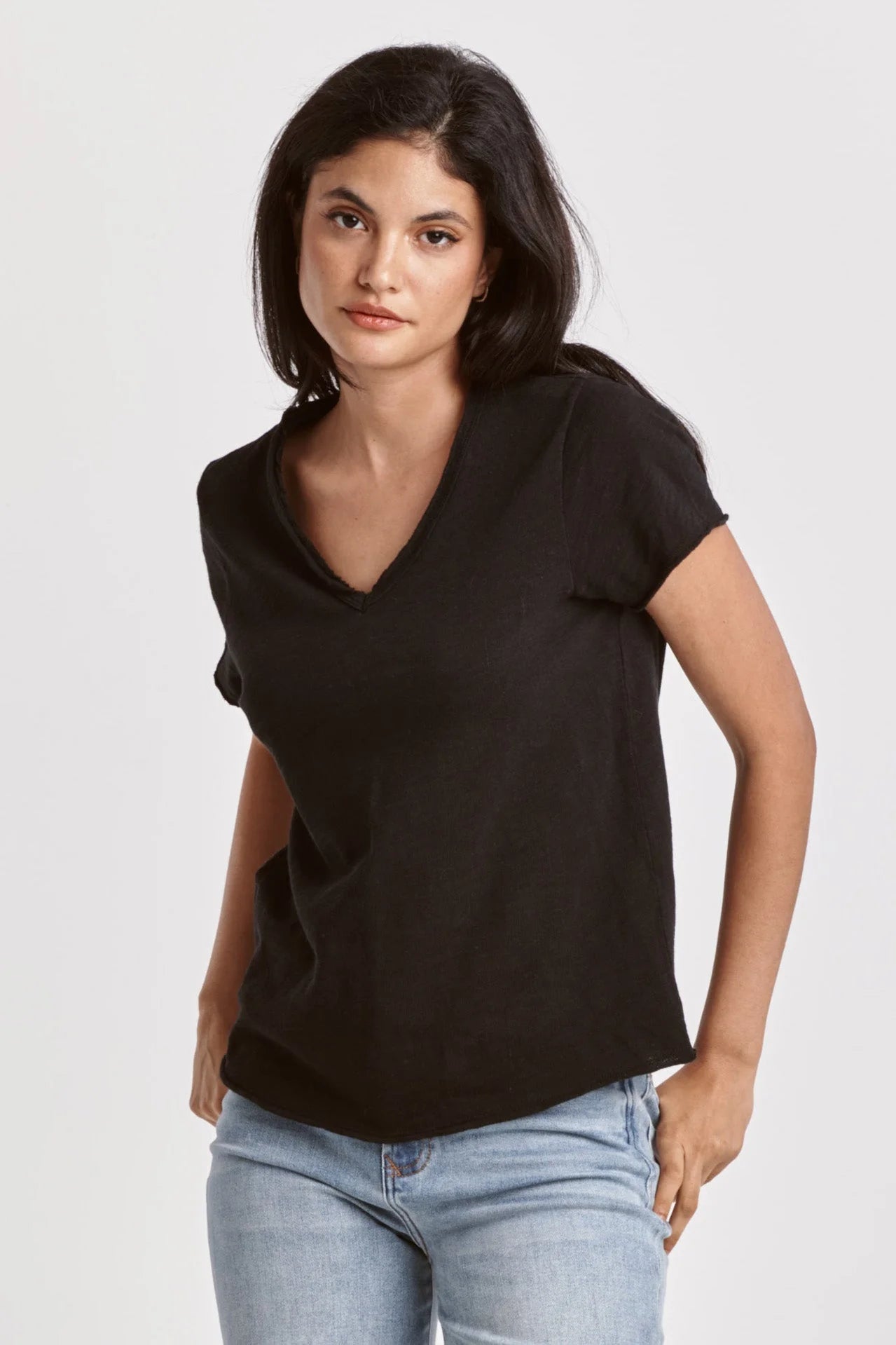 Women's Activewear Outfit Vanya Short Sleeve Slub Tee - Black