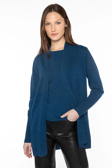 Relaxed Style Kinross Cashmere Rib Trim Cardigan