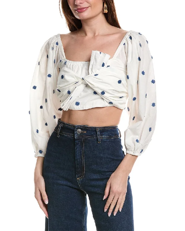 Affordable Online Boutiques FARM Rio Blue Flowers Crop Top