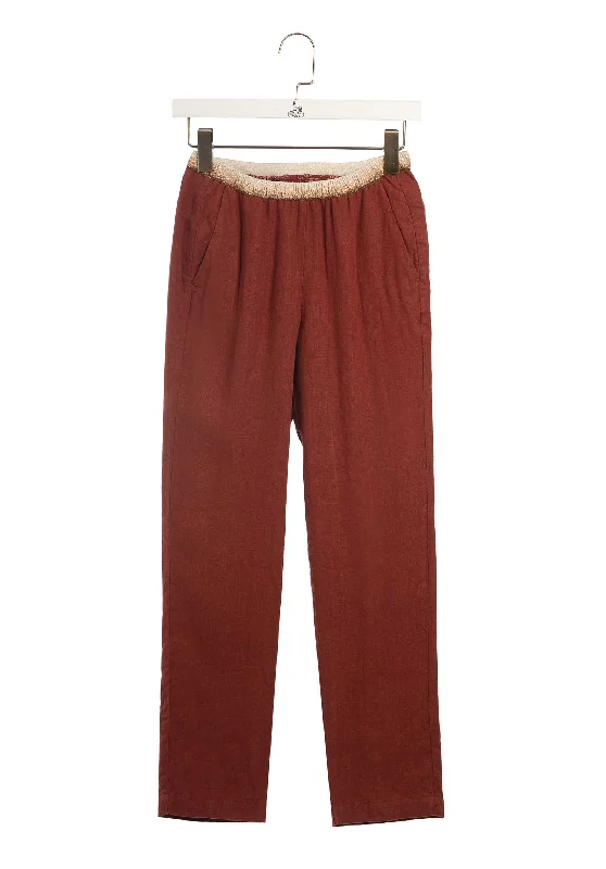 Women's Trendy Casual Outfit Pants Pirouette Linen 28-Mahogany