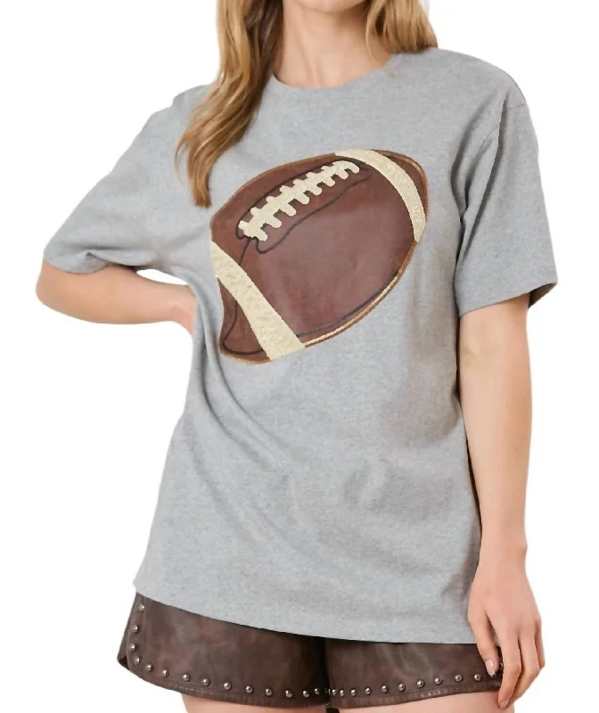 Formal Outfit For Women Football Short Sleeve Top In Gray