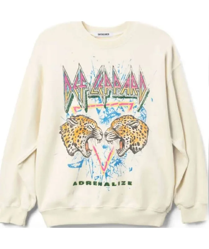 Women's Holiday Outfit Women's Def Leppard Adrenalize Sweatshirt In Ivory