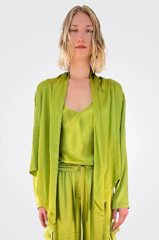 Best Online Clothing Boutiques Vintage Satin Cardigan - Lime