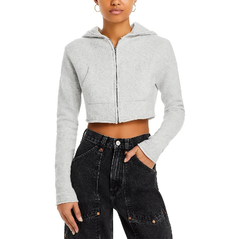 Sales Clothes Womens Crop Cotton Zip Hoodie