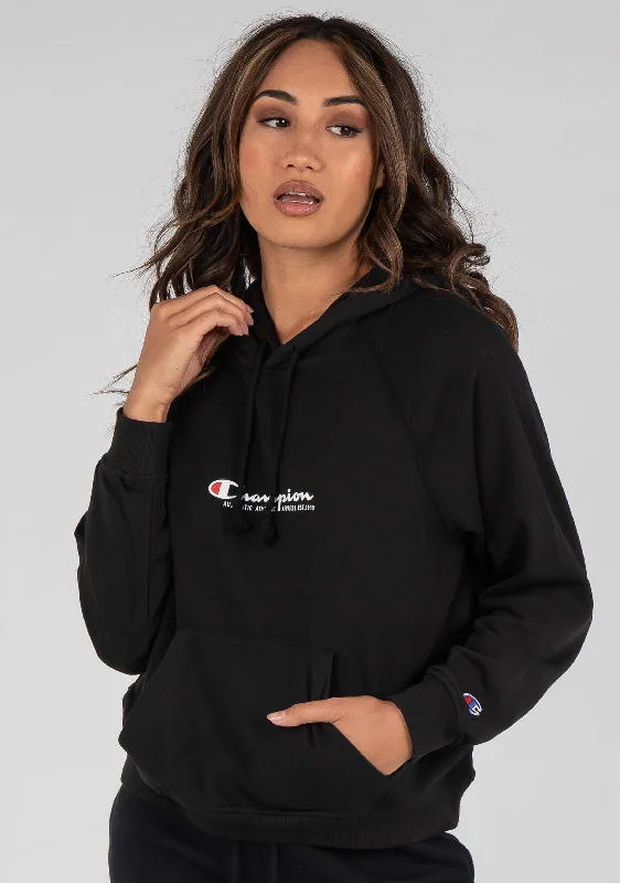 Women's Versatile Apparel Champion Womens French Terry Script Hoodie <br> CTKEN BLK