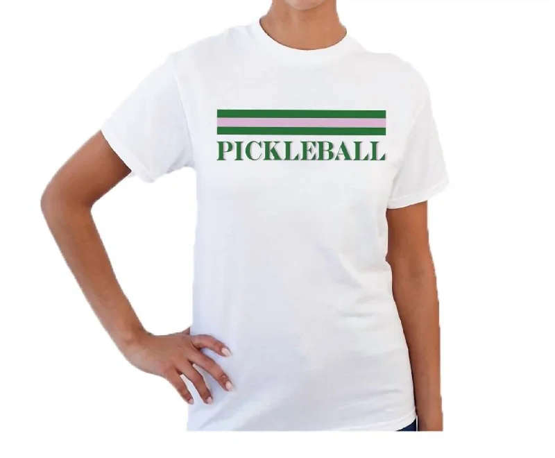 Clothing Online Pickleball Stripe T-Shirt In White