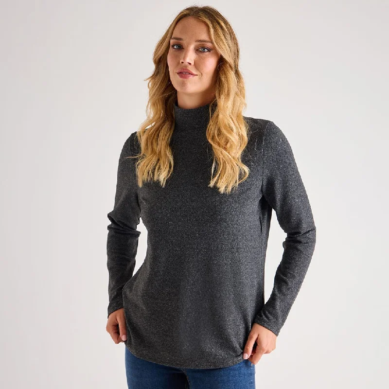 Flash Sale Event Ladies Brushed Marl Turtle Neck Top