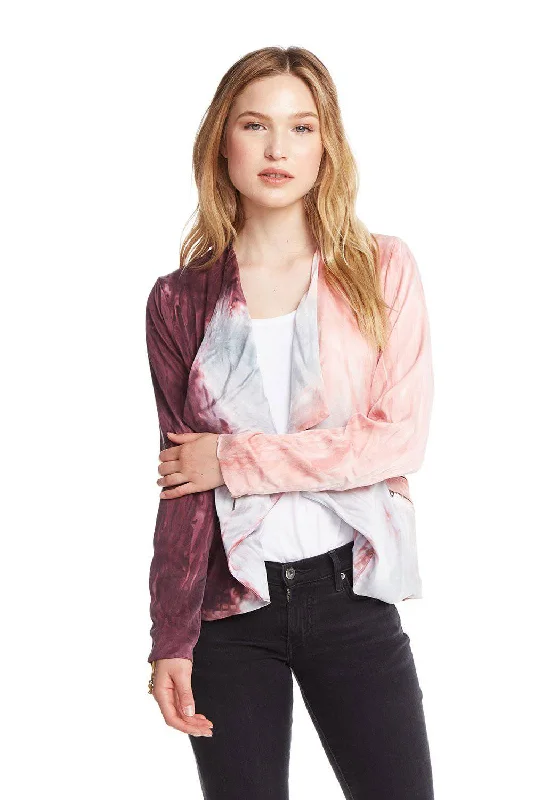 Women Wear Online Open Front Collarless Jacket with Zippers